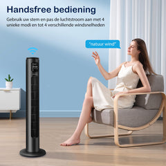 Aigostar Ross Smart - Torenventilator - Oscillerende Kolomventilator - Afstandsbediening & App Bediening - LED Scherm - 24-uurs Timer - Ventilatoren Staand - 50W - Zwart