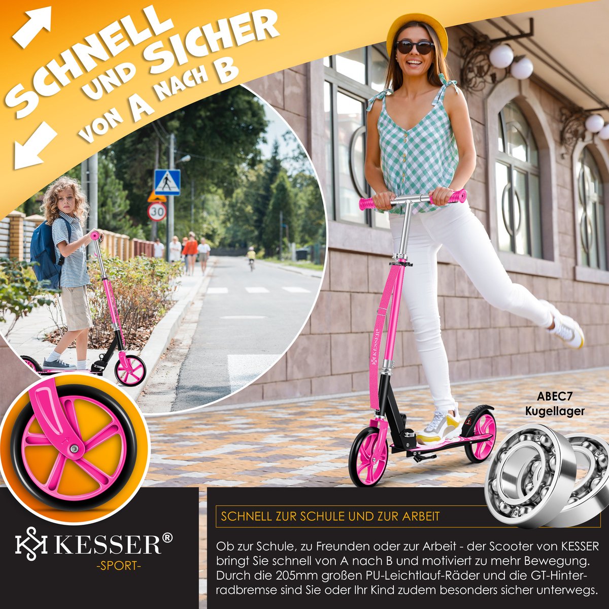 KESSER® Kinderstep - Opvouwbaar - Verstelbaar - Roze