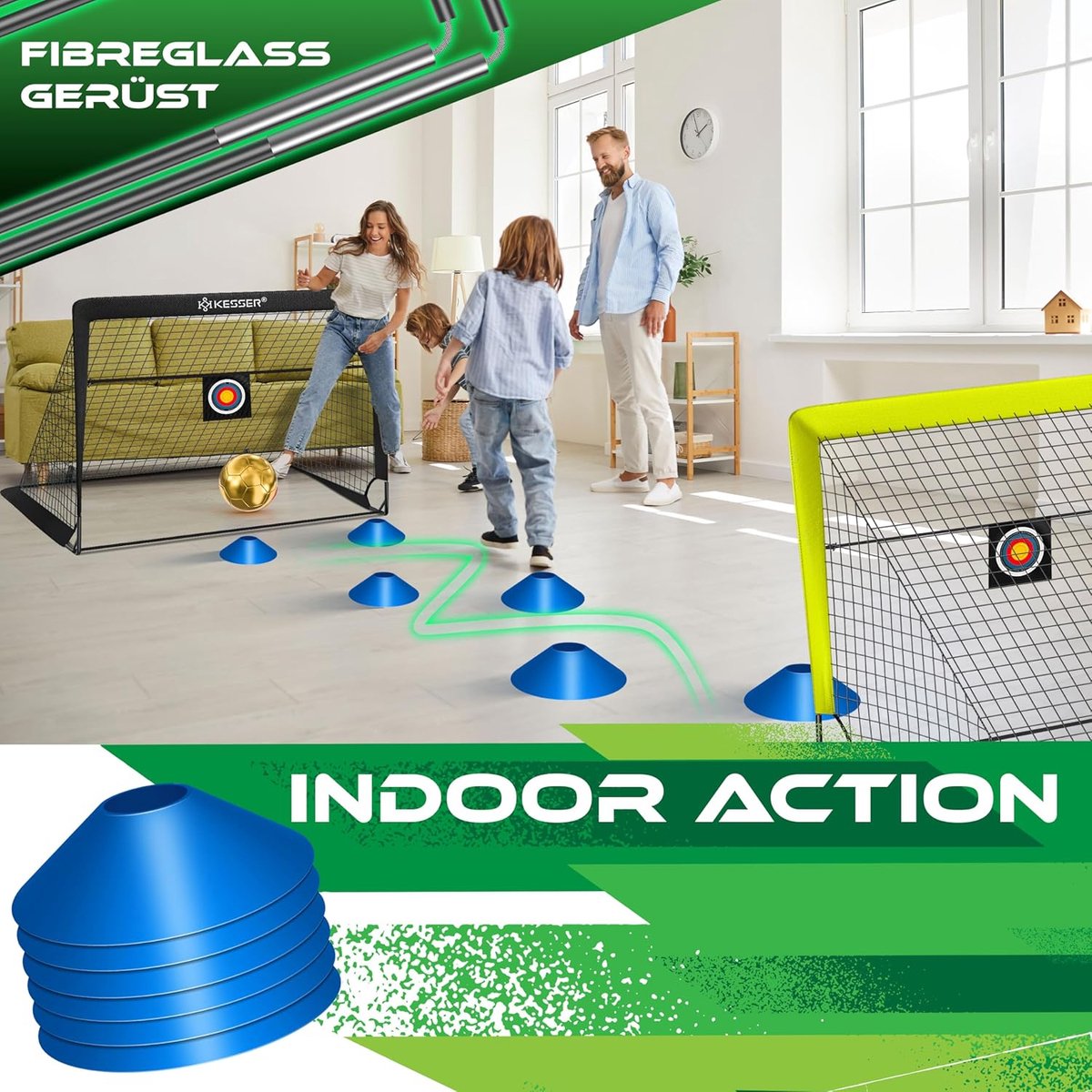 KESSER® Voetbaldoel voor kinderen - Pop-up - set van 2 - Zwart / Geel