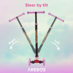 AREBOS - Kinderstep - Kinderstep 3 Wielen - 3-6 Jaar - 3 Lichtgevende Wielen - Jongens/Meisjes - Roze