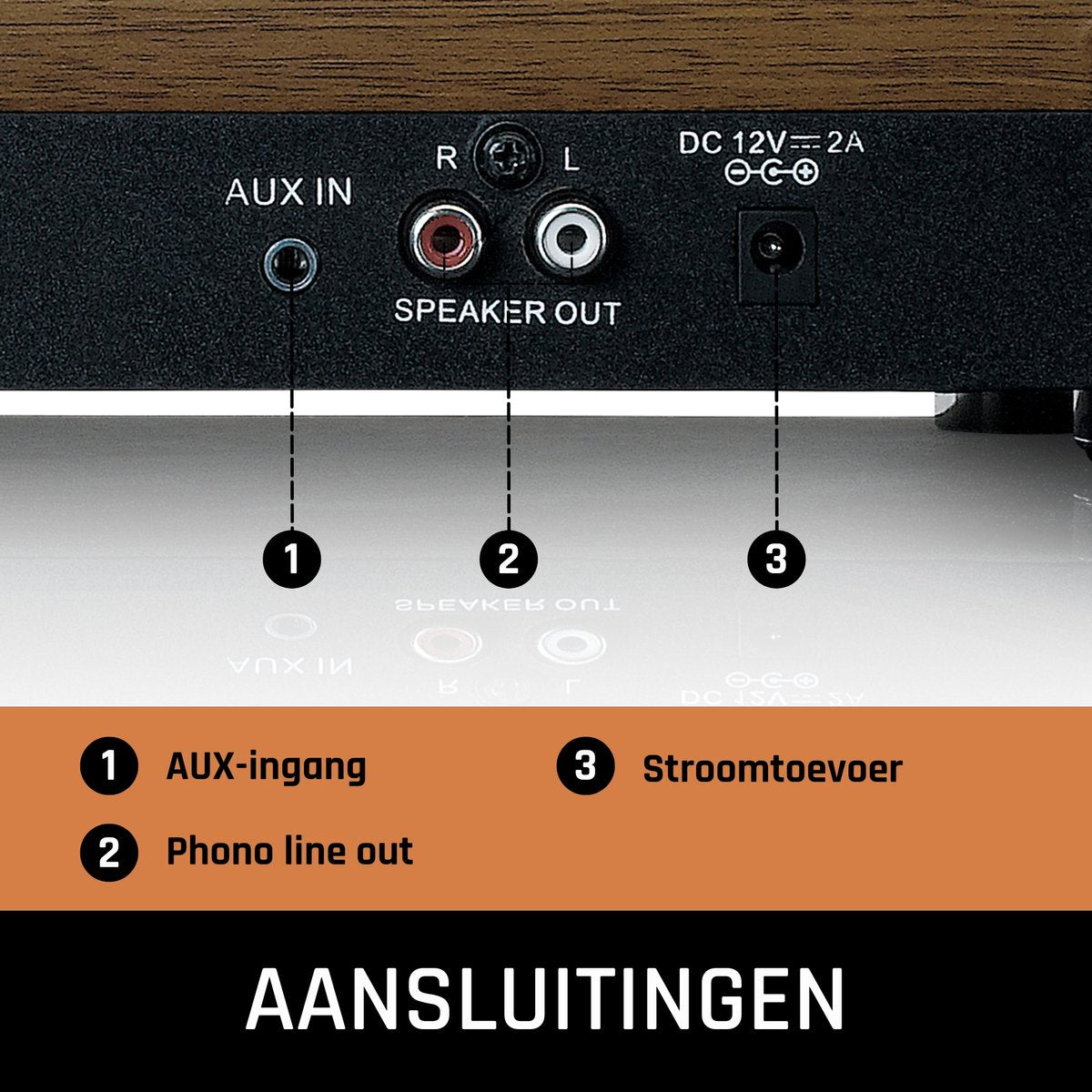 Lenco Platenspeler met Bluetooth - Twee externe Speakers - Auto-stop - LS-100WD -Hout •