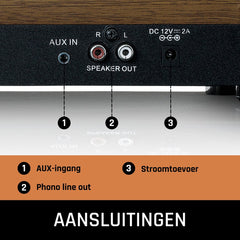 Lenco Platenspeler met Bluetooth - Twee externe Speakers - Auto-stop - LS-100WD -Hout •