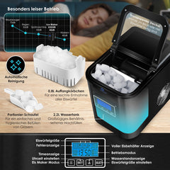 KESSER® Ijsblokjesmaker - Ijsblokjesmachine -12kg/24 uur - RVS - Zwart •
