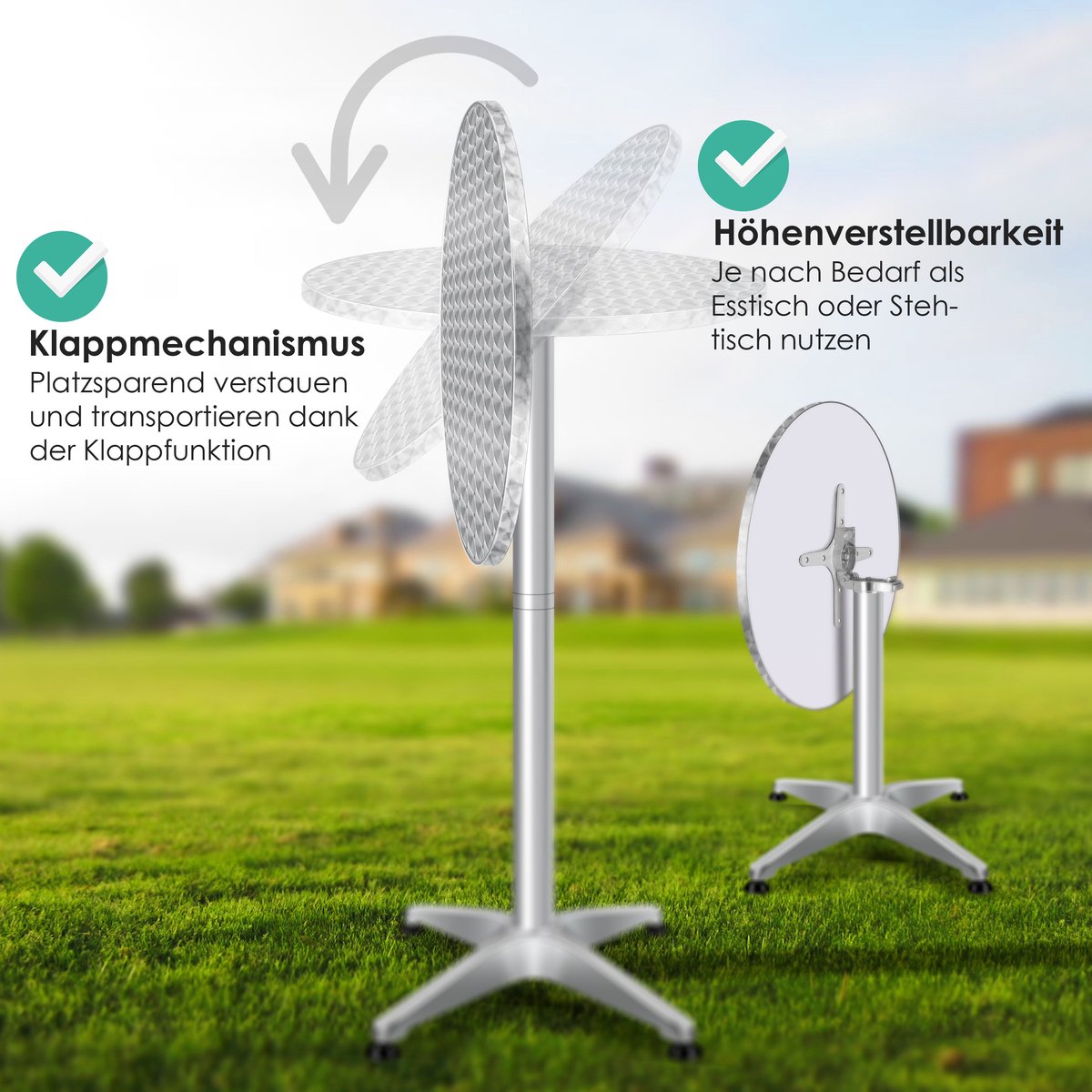 KESSER® Bartafel - Bistrotafel - Verstelbaar - 70-110cm - Zilver •