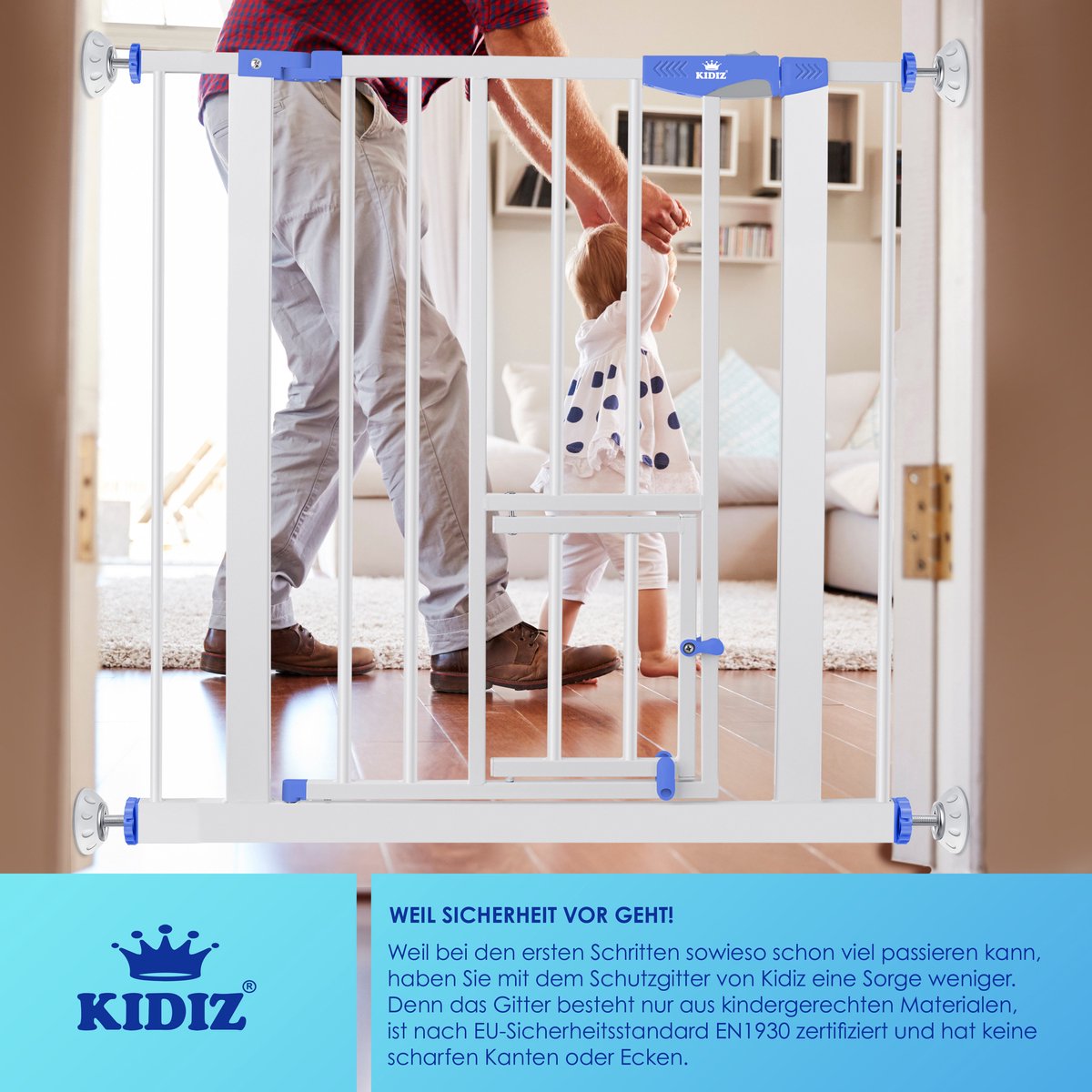 KIDIZ® Traphekje zonder boren - Veiligheidshekje - 74-87cm - Blauw
