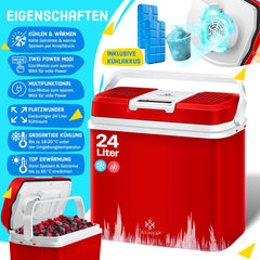 KESSER® Thermo-Elektrische Koelbox – 24L – 12V/230V – Rood •