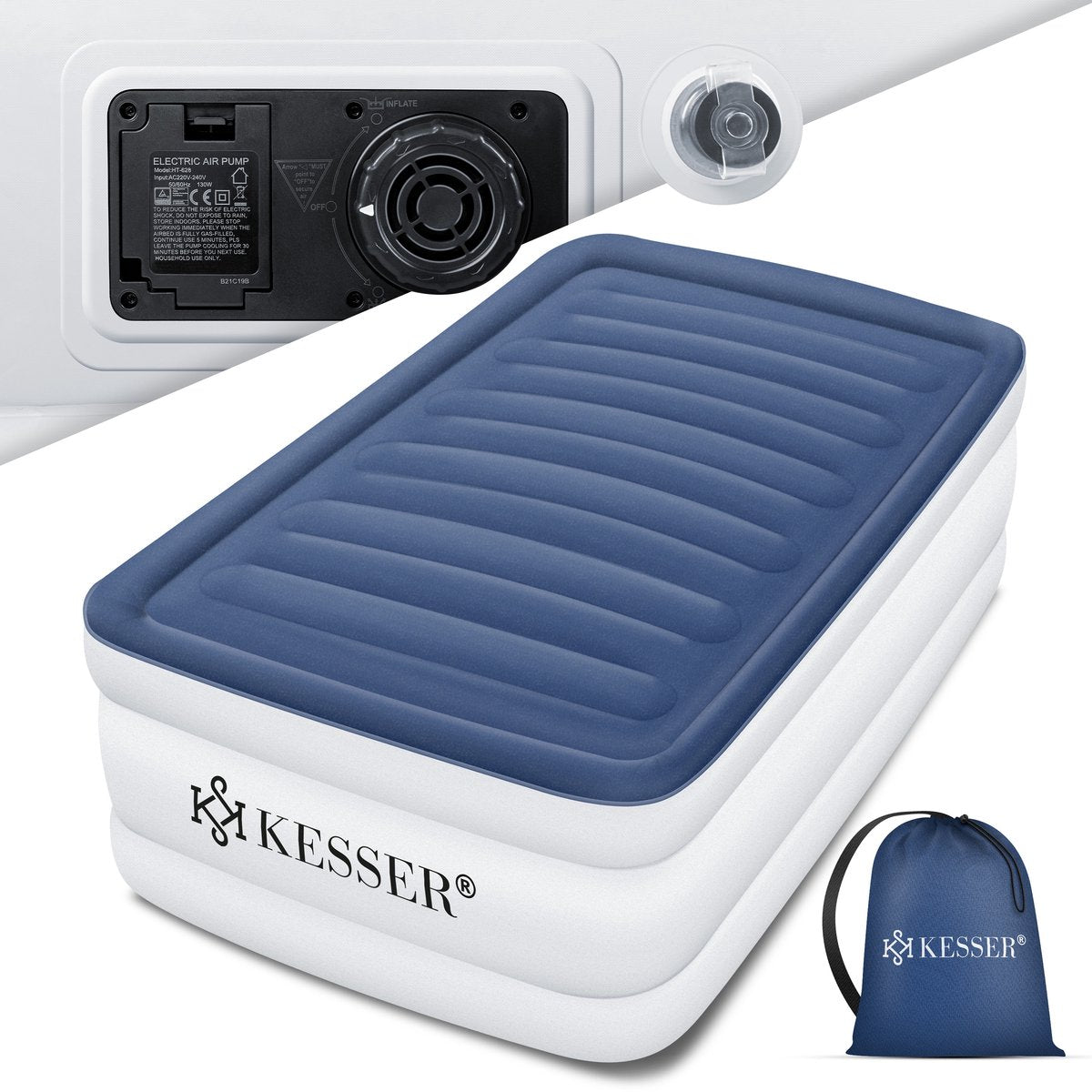 KESSER® Luchtbed - Opblaasbaar Matras - Elektrische Pomp - Wit •