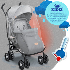 KIDIZ® Kinderwagen - Wandelwagen - Kinderbuggy - Grijs