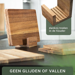 WALDWERK snijplank set van 3 (40x30 / 33x24 / 26x18cm) gemaakt van massief acaciahout - snijplankenset met plankenstandaard - 2 cm dikke houten planken met sapgroef - design snijplankenset