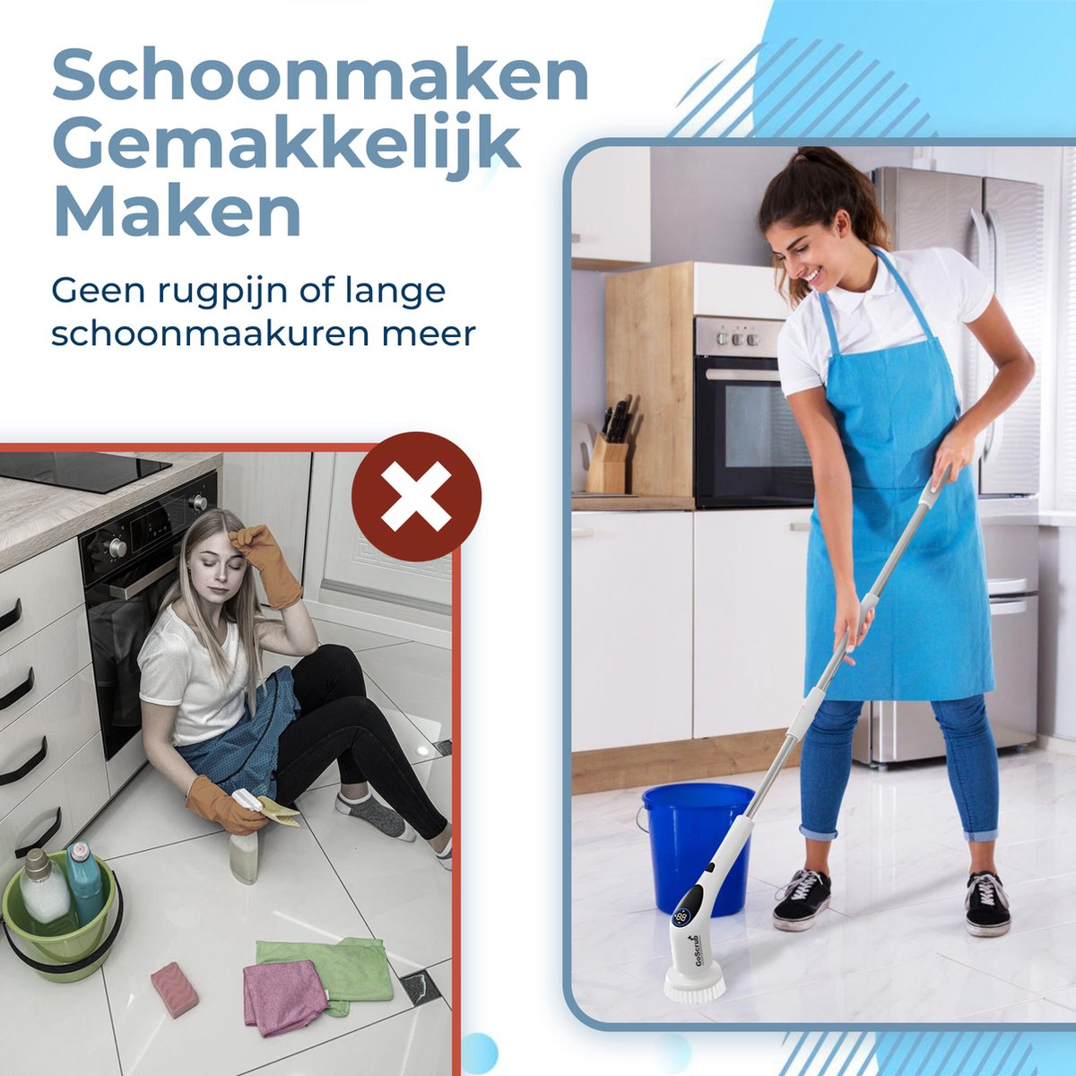 Elektrische Schoonmaakborstel – Elektrische Schrobber - Schrobborstel – Wit - V2 - GoScrub® •