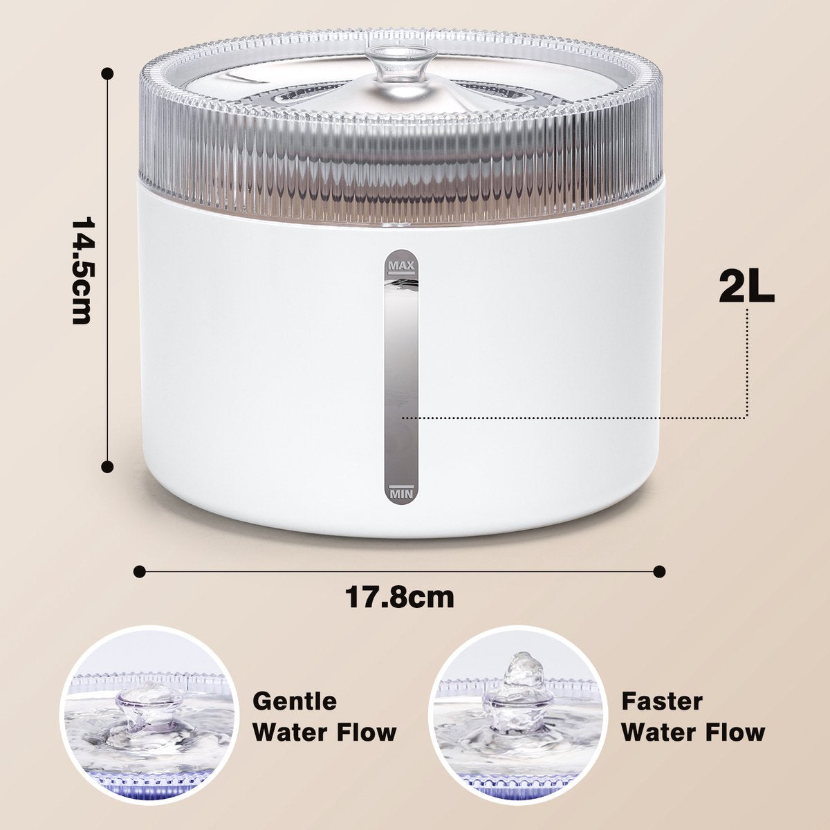 Nobleza Drinkfontein Kat - Kattenfontein - Drinkbak Kat - Waterdispenser Kat - 2L - wit •