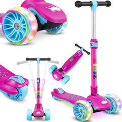 KIDIZ® Kinderstep - Opvouwbaar - Verstelbaar - City Scooter - Roze