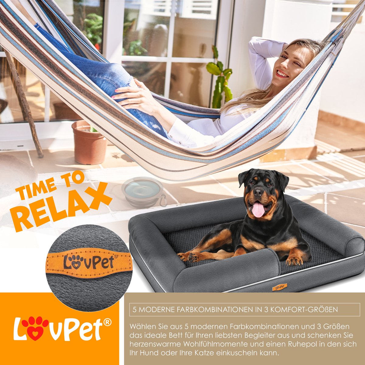 LovPet® Hondenmand Orthopedisch Hondenbed Hondenkussen Relax, Inclusief Kom + 3X Kauwbotten, Hondenbank voor Kleine, Middelgrote & Grote Honden, Hoes Afneembaar en Wasbaar - M (91 x 71 x 25 cm), Antraciet