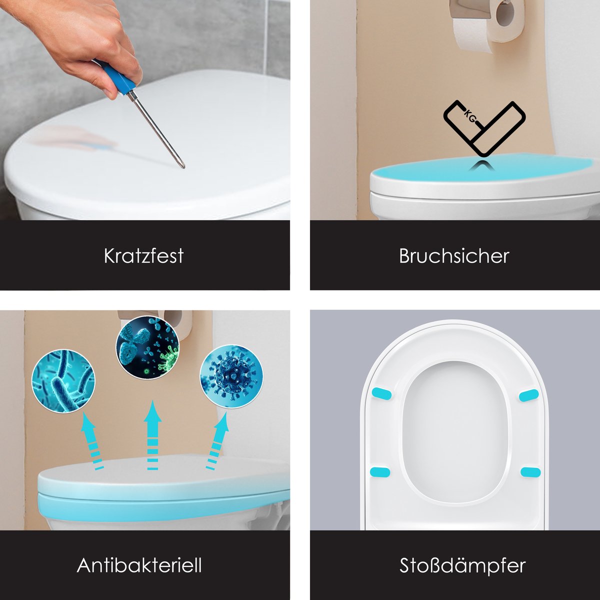 KESSER® WC bril met Soft Close Deksel - Toiletbril - Wit