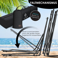 KESSER® Hangmat Vill 120kg Draagvermogen voor Binnen & Buiten met Frame Metaal Opvouwbaar - Antraciet