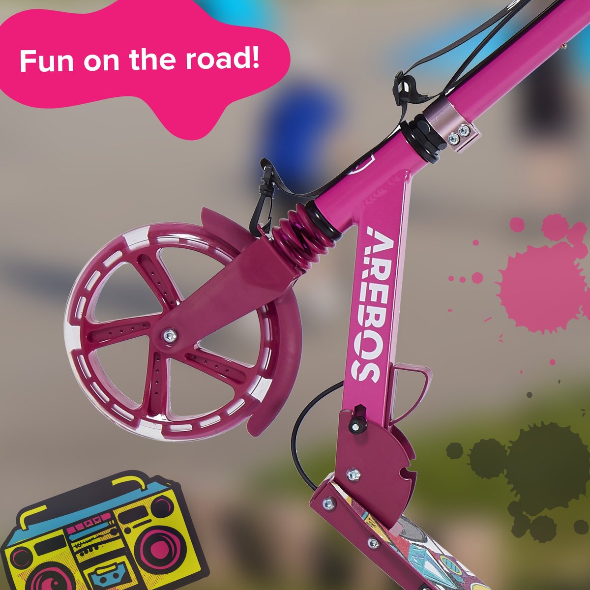Kinderstep - LED Wielen - Verstelbaar - Vouwbaar - Roze - Arebos