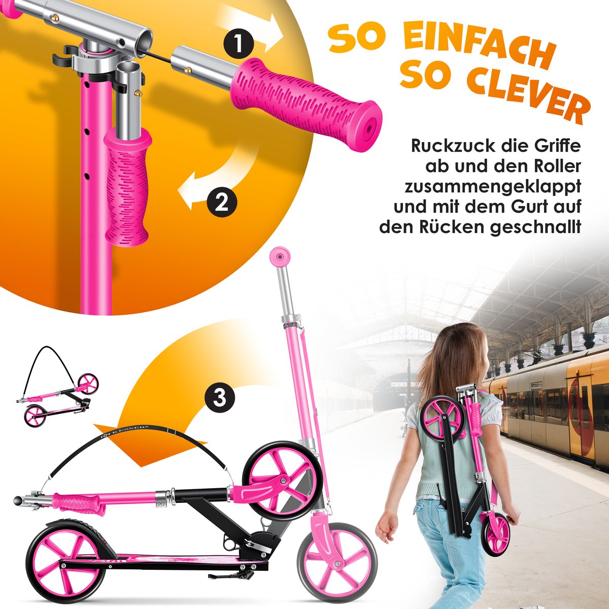 KESSER® Kinderstep - Opvouwbaar - Verstelbaar - Roze