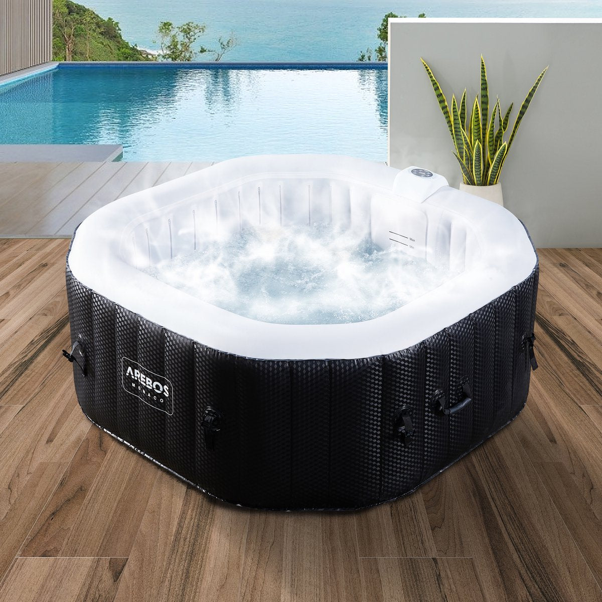 AREBOS Bubbelbad Voor 4 personen - Hottub - met Accessoires - met LED