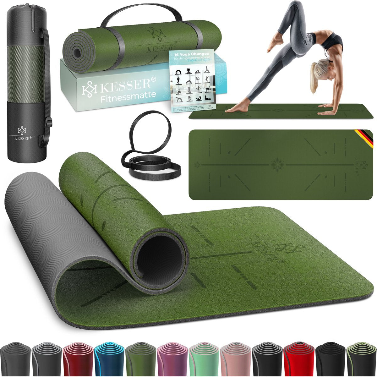 Yoga mat - Fitness mat - Sport mat - Anti slip - Extra dik - Groen