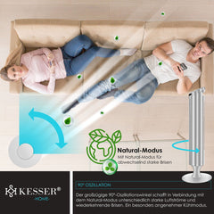 KESSER® Torenventilator - Fluisterstil - Oscillatie - Zilver