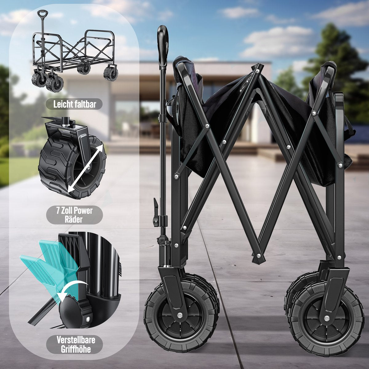 KESSER® Bolderkar - Opvouwbaar - Bolderwagen - Zwart