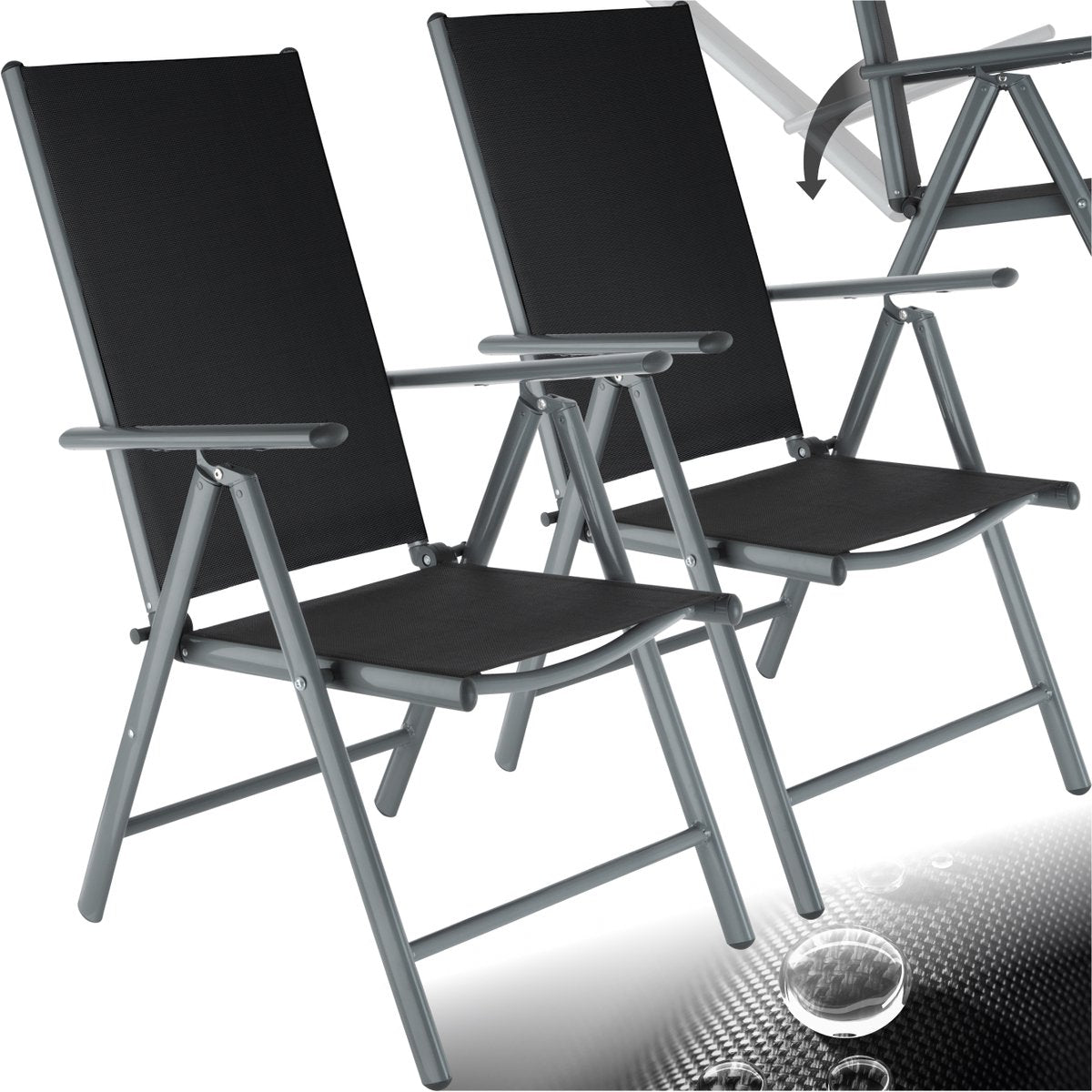 Tuinstoelen verstelbaar - Ligstoel - Set van 2 - Antraciet - Tectake®
