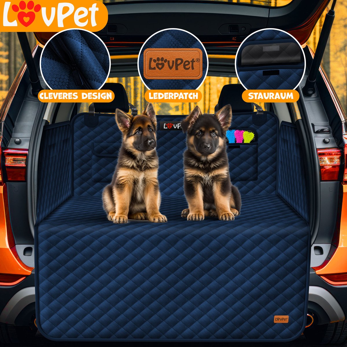LOVPET® Hondendeken Auto Kofferbak Beschermhoes - Hondenkleed inclusief speelgoed - Waterafstotende en krasbestendige Honden deken - Marineblauw