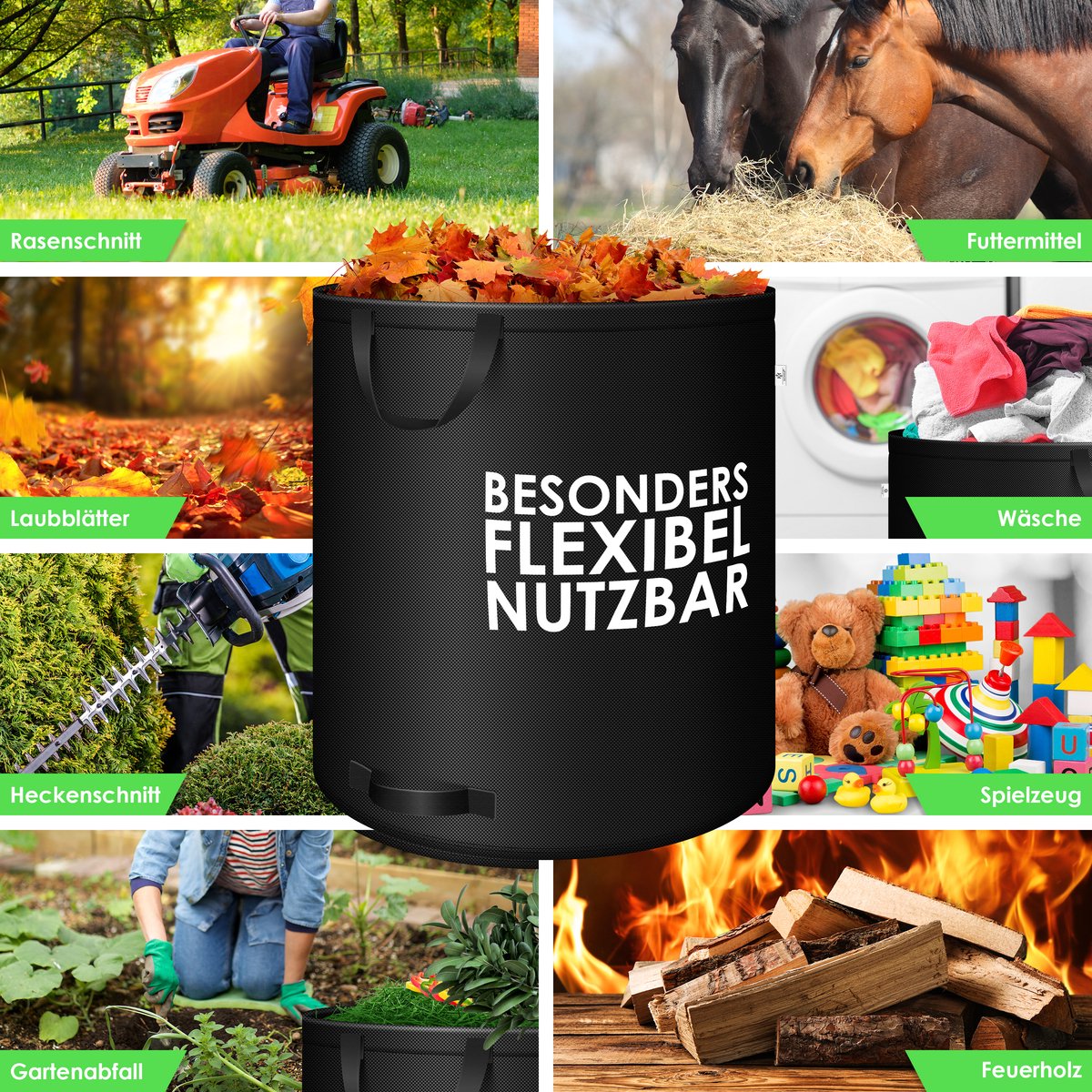 KESSER® Tuinafvalzak - Sterke Tuinzak - Bladzak - 3x272L - Zwart
