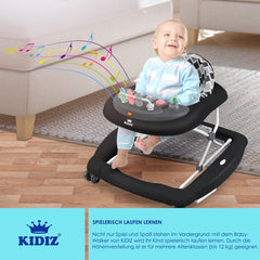 KIDIZ® 4in1 Baby walker - Loopstoel - Loopwagen - Opvouwbaar - Zwart