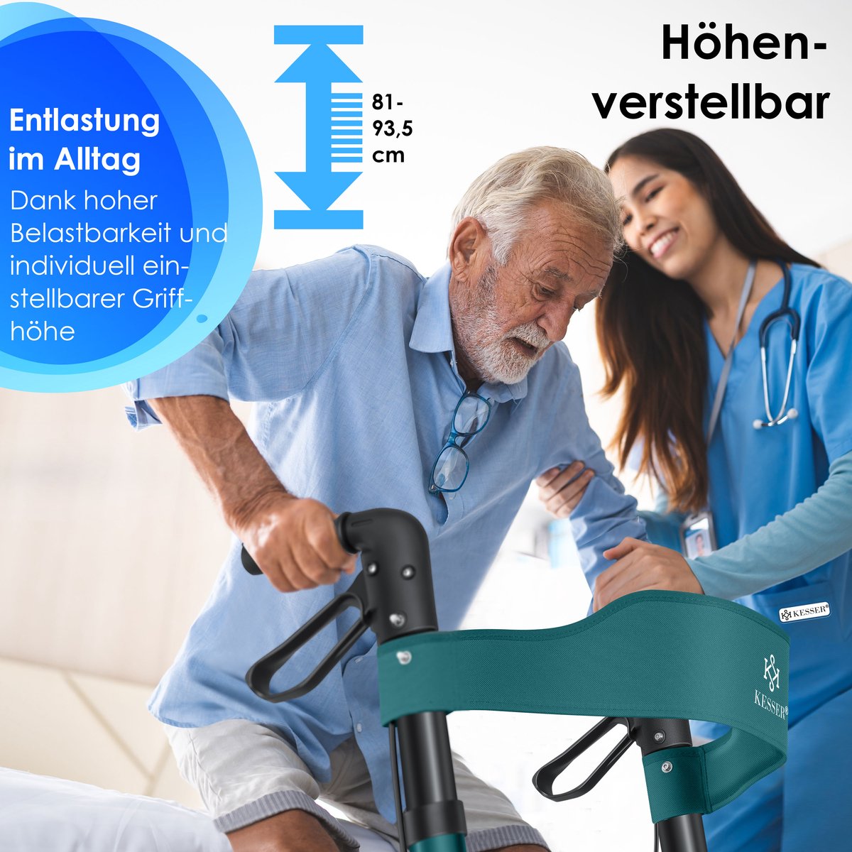 KESSER - Lichtgewicht Rollator - Dubbel Opvouwbaar - Groen