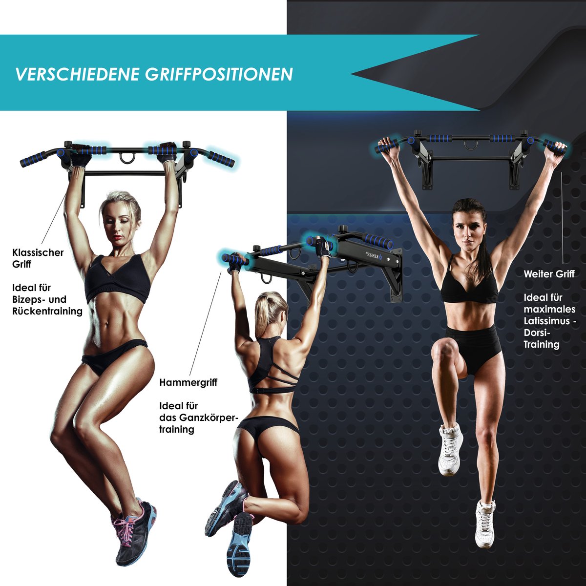 KESSER® Pull up bar - Optrekstang - Wandmontage - Blauw