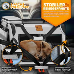 Reisbench hond - Draagtas hond - Transportbox - 61x42x42 cm - Grijs - TRESKO