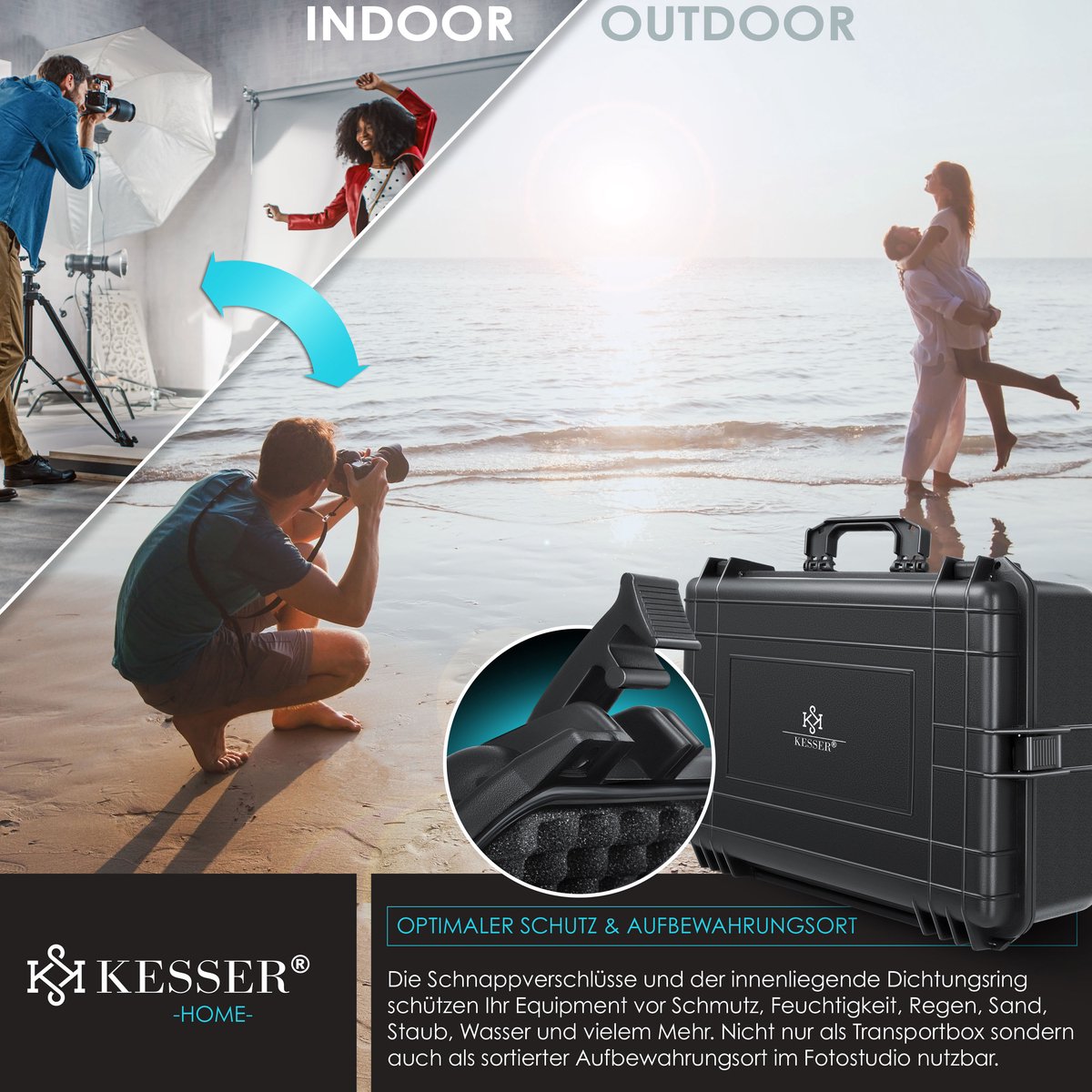 KESSER® Camera Koffer Cameratas Draagtas Beschermtas schuimrubber plukschuim - L
