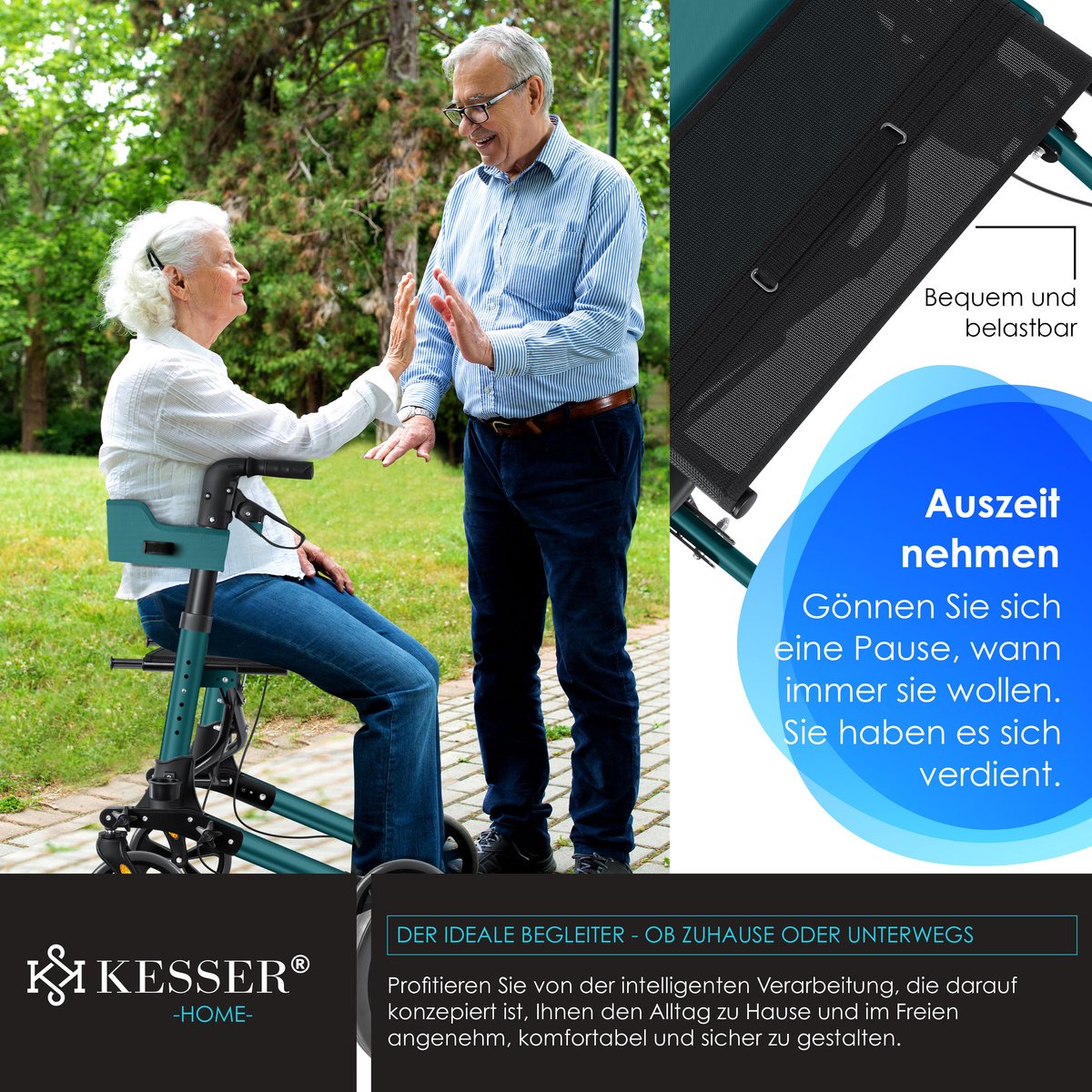 KESSER - Lichtgewicht Rollator - Dubbel Opvouwbaar - Groen