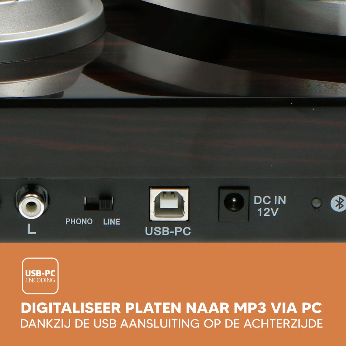 Lenco Platenspeler met Bluetooth - LBT-188WA - Bruin •