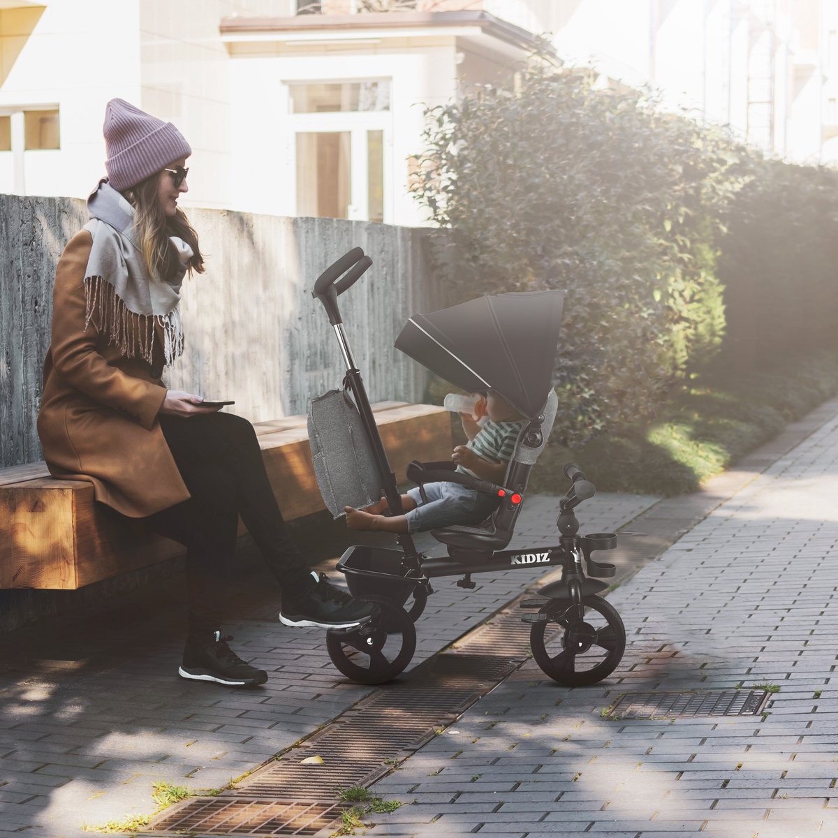KIDIZ® 5in1 Kinderfiets - Loopfiets - Driewieler - Zwart •
