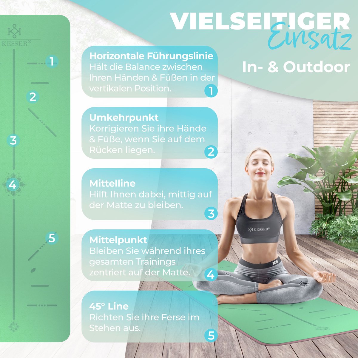 Yoga mat - Fitness mat - Sport mat - Anti slip - Extra dik - Groen