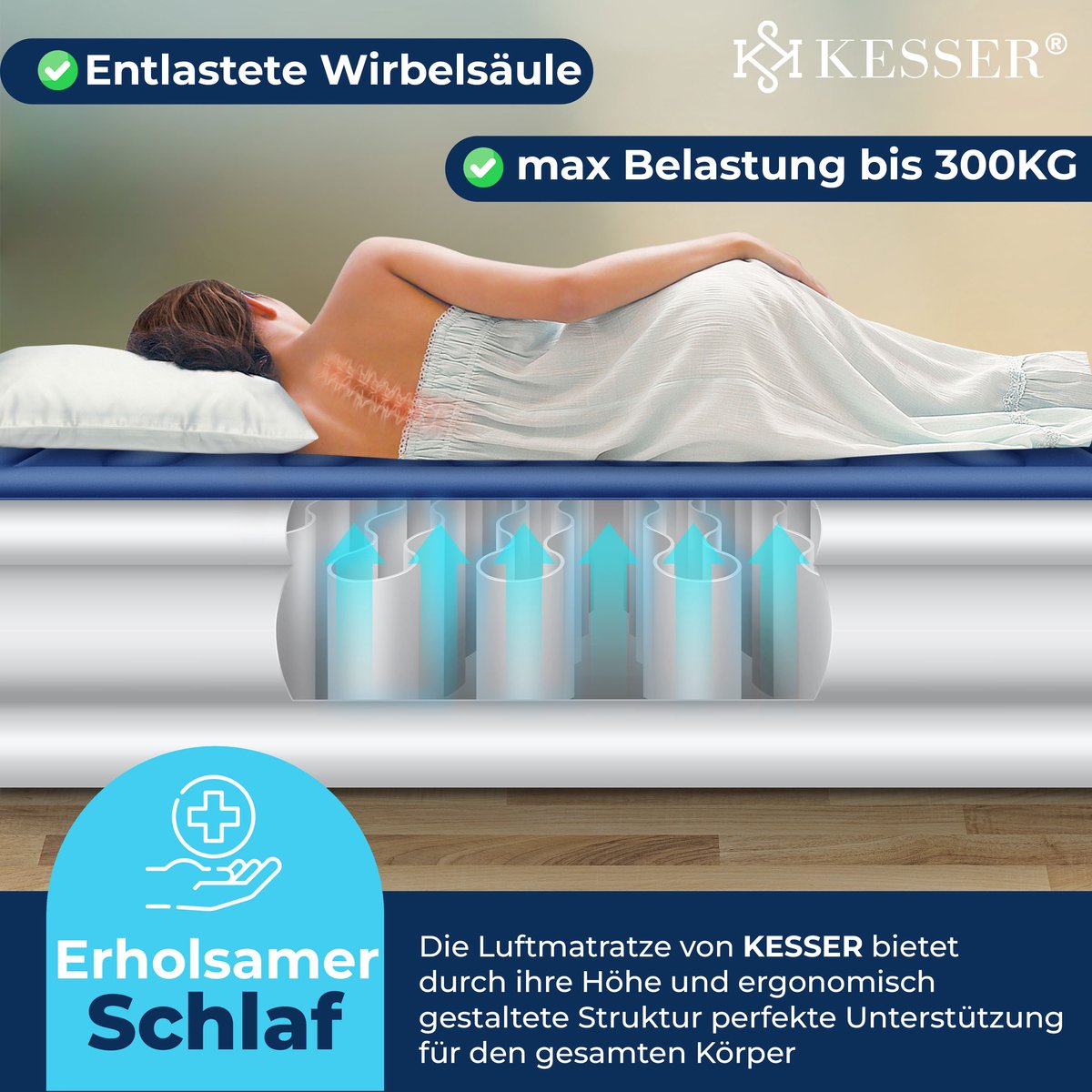 KESSER® Luchtbed - Opblaasbaar Matras - Elektrische Pomp - Wit •