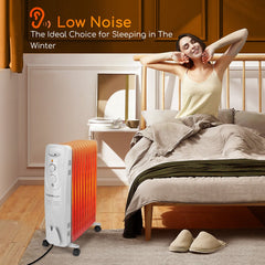 Olieradiator - 2300W Heater - Elektrische kachel - met Thermostaat - Wit - Aigostar