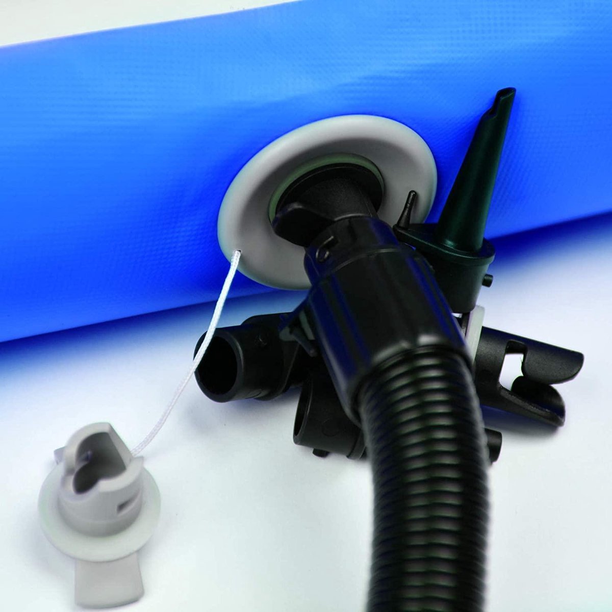 Opblaasbare PVC gym mat 4 x 1m, met elektrische luchtpomp, gymnastiekmat, trainingsmat, fitnessmat
