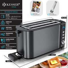 Broodrooster - Toaster - 4 sleuven - 1250W - Antraciet