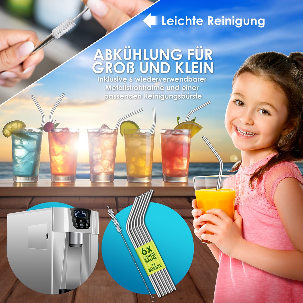 IJsblokjesmachine – 12kg/24 uur – IJsmachine - IJsblokjesmaker - Grijs - KESSER®