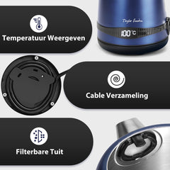 Taylor Swoden Waterkoker - Instelbare Temperatuur 1.7L - Blauw | Sinbad 30UGY •