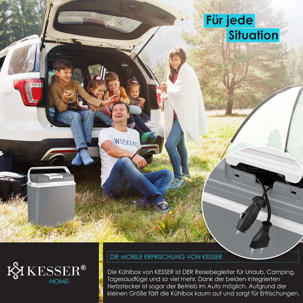 Koelbox Elektrisch – 12V en 230 volt - Coolbox - Frigobox - 24L – Grijs •