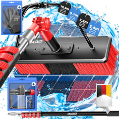 MASKO® Telescopische wasborstel - 7,2m - Incl. Wasborstel - Rood