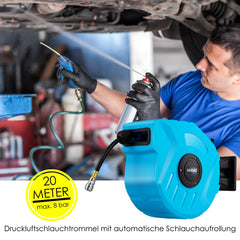 Automatische Luchtslanghaspel - Luchthaspel - 20 meter - Blauw