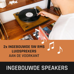 Lenco Platenspeler met Bluetooth - Ingebouwde Speakers - Auto-stop - LS-55WA - Hout •