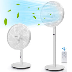Aigostar Statiefventilator Sedate - Staande ventilator-Afstandsbediening-Timer- Stille Werking -3 snelheden- In hoogte verstelbaar - 7 bladen - 45W - Wit •