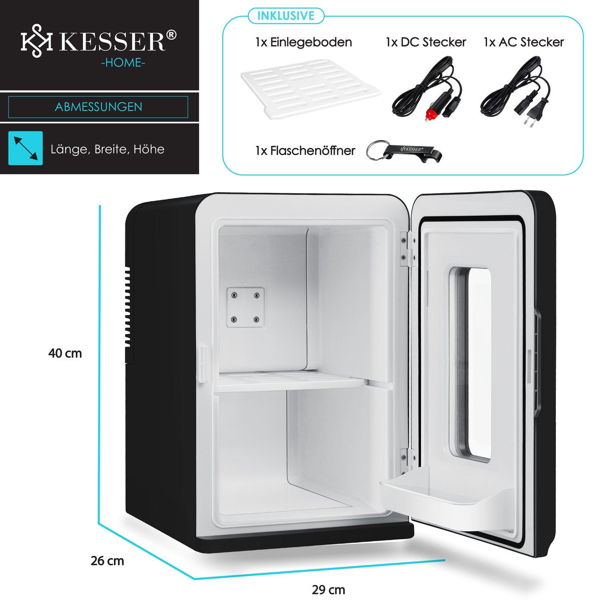 KESSER® Mini-koelkast - 15 Liter - 5-65°C - Zwart