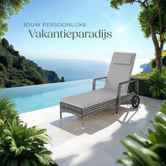 Ligbed - Ligstoel - Zonnebed - Verstelbaar - Grijs - Tectake®